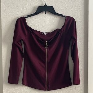 Maroon Zipper Blouse